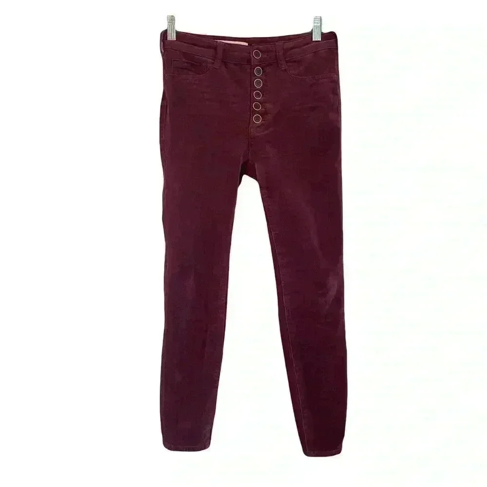 ANTHROPOLOGIE  Pilcro Corduroy Stretch Skinny Jeans Size 26 Plum/Magenta Color